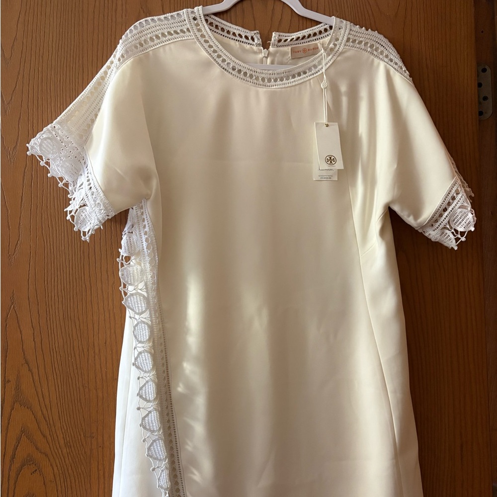 Beautiful Tory Burch White Dress with Intricate Lace
